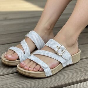 Vionic White Snake Pacific Rio Sandal cushion arch support shoe 9 adjust straps